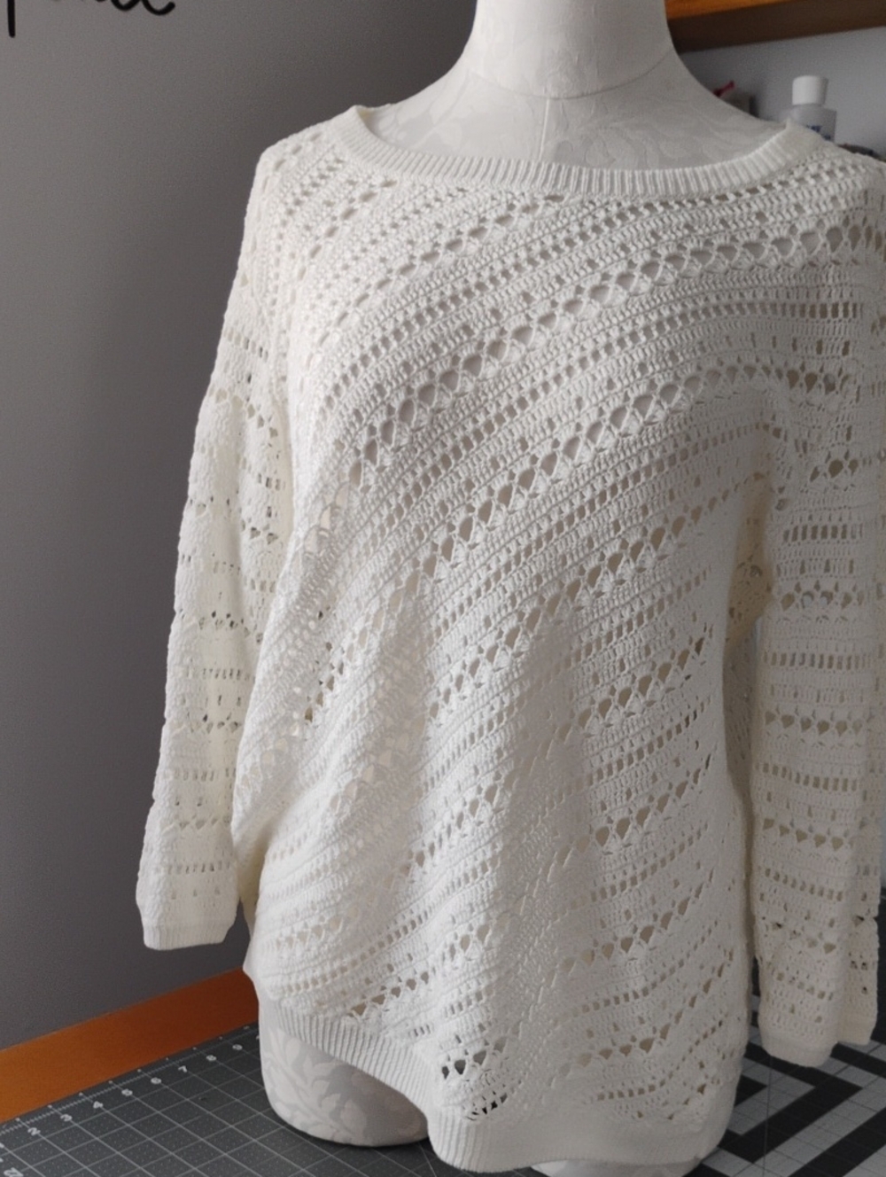 Talbots Cream White Woven Sweater XLp